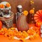100 Pcs Halloween Artificial Marigold Silk Flowers with Stems